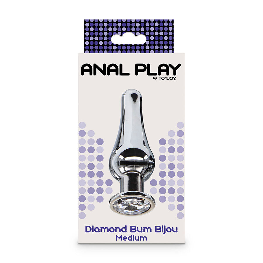 Toyjoy Anal Play Diamond Bum Bijou Medium Anal Plug — Silver metal