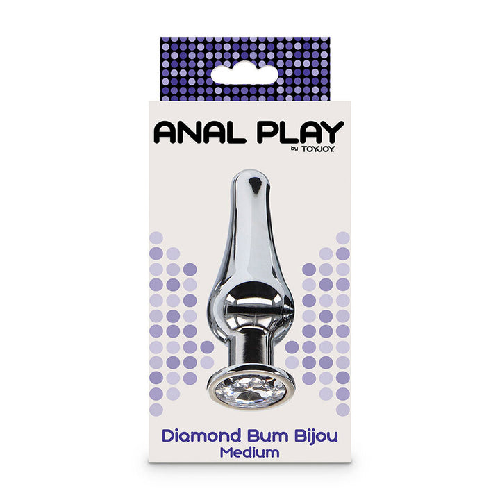 Toyjoy Anal Play Diamond Bum Bijou Medium Anal Plug — Silver metal
