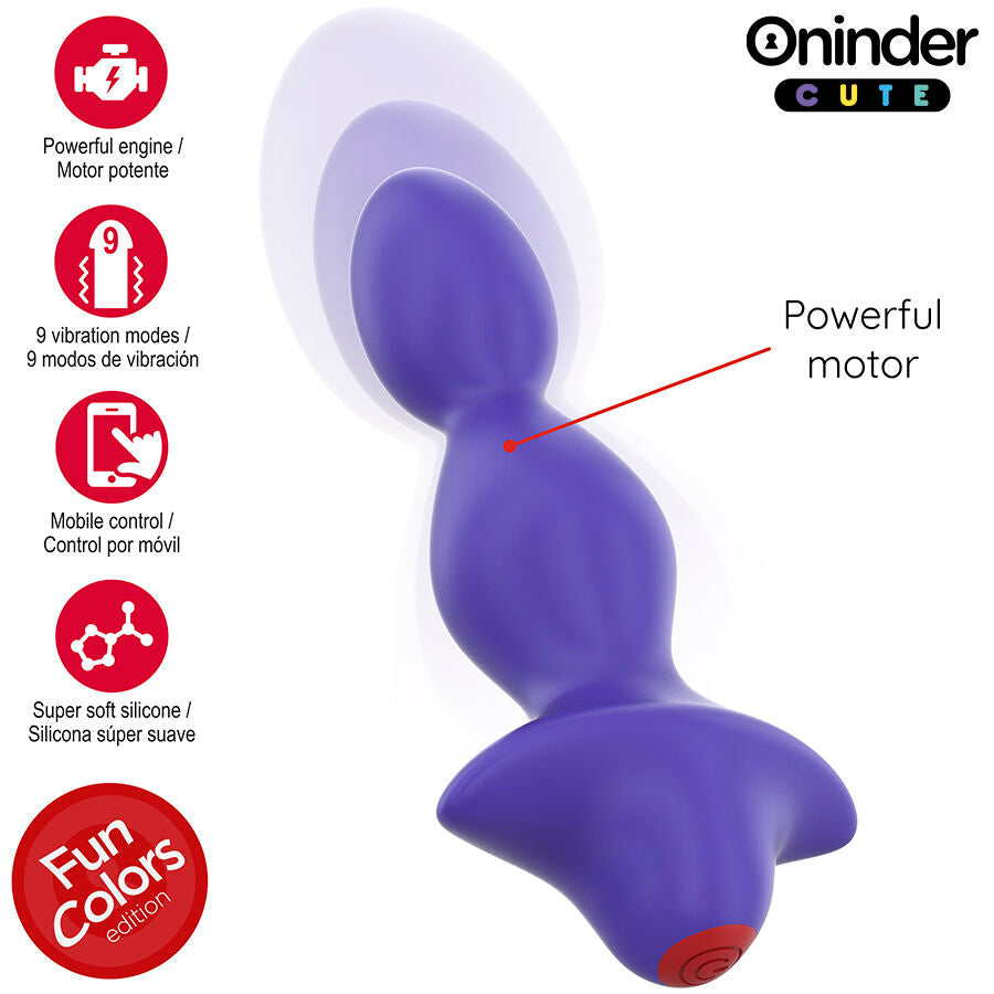 Oninder Cute Love Butt Vibrating Anal Plug — Purple