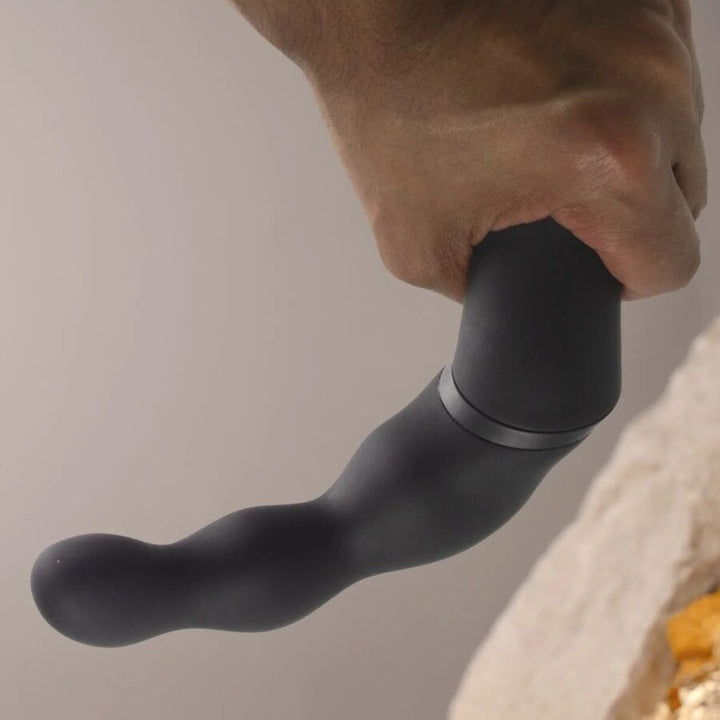 Black Prostate And Anal Vibrator Adapter — Black silicone