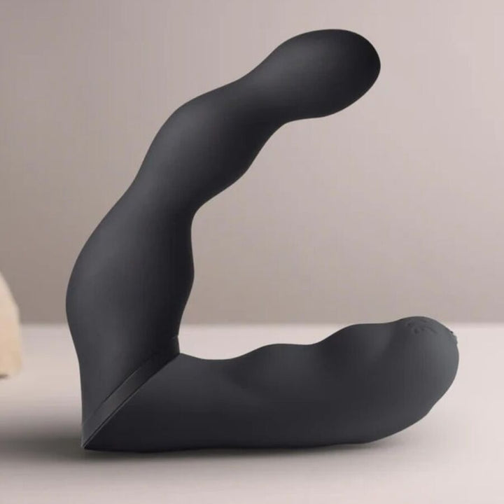 Black Prostate And Anal Vibrator Adapter — Black silicone