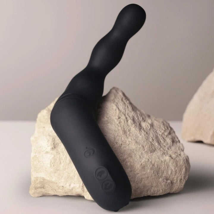 Black Prostate And Anal Vibrator Adapter — Black silicone