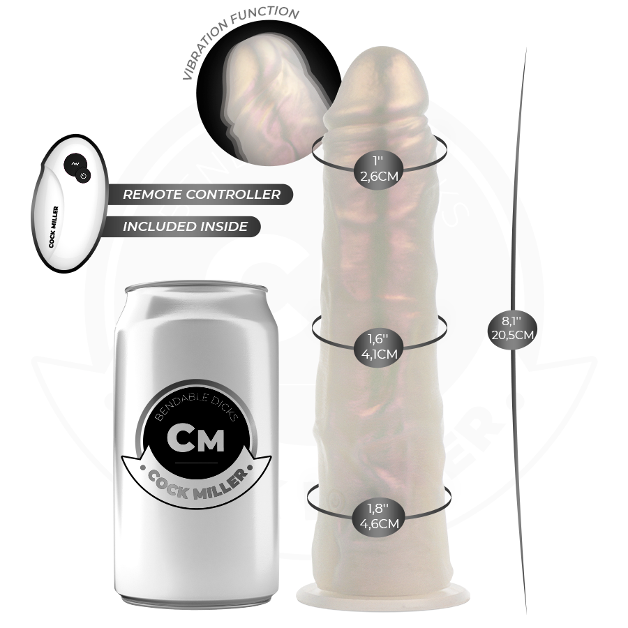 Cock Miller Dildo With Suction Cup, Lights And Vibration — White · Silicone
