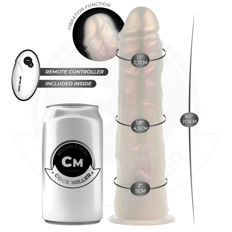 Cock Miller Dildo With Suction Cup, Lights And Vibration — White · Silicone