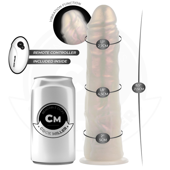 Cock Miller Dildo With Suction Cup, Lights And Vibration — White · Silicone