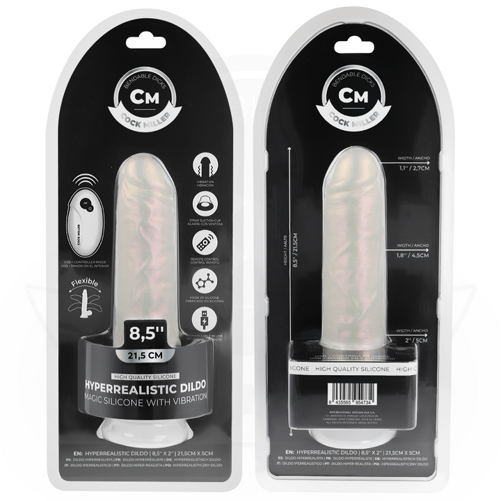 Cock Miller Dildo With Suction Cup, Lights And Vibration — White · Silicone