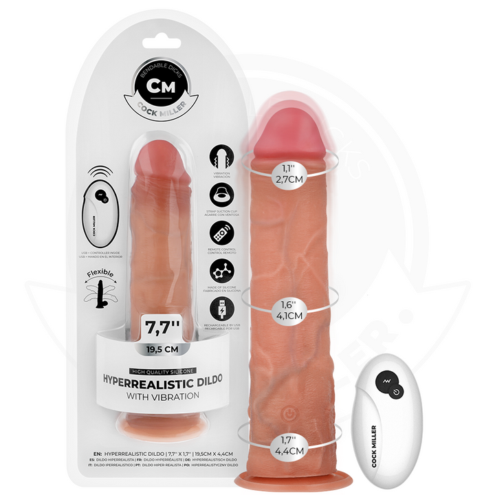 Cock Miller Realistic Dildo With Suction Cup And Remote — Skin · Silicone