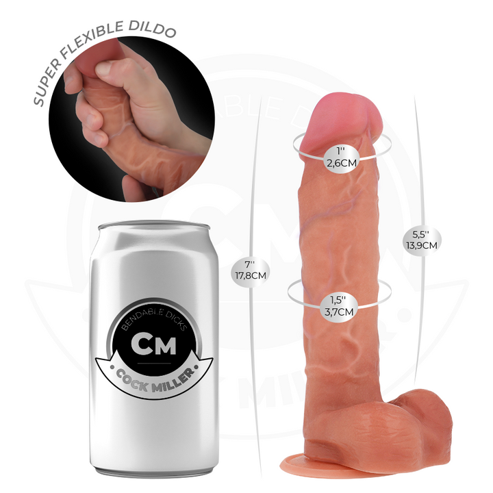 Cock Miller Hyperrealistic Articulable Dildo 17.8 CM — Skin · Silicone