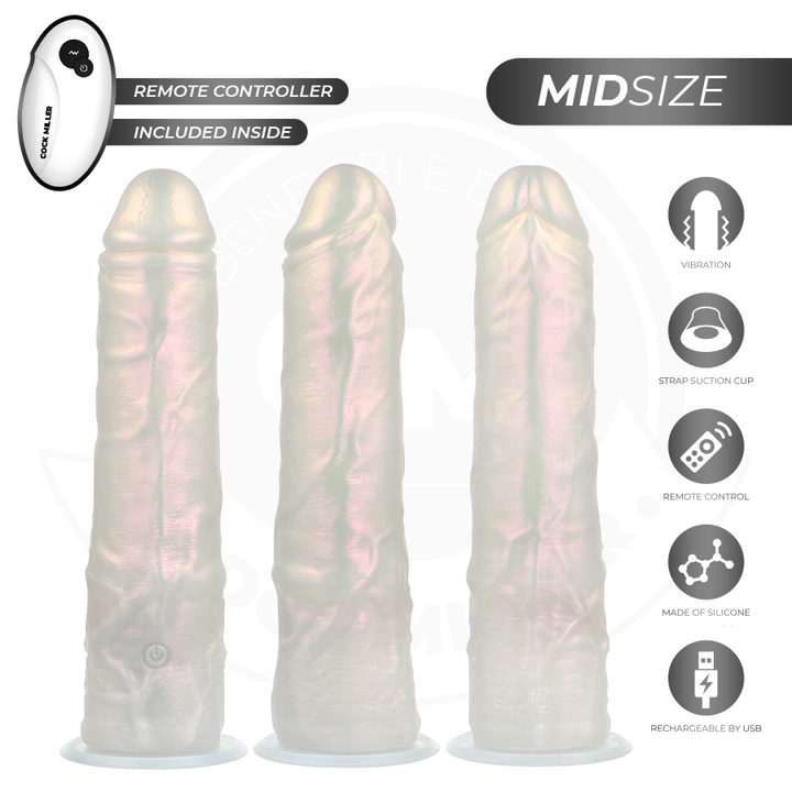 Cock Miller Dildo With Suction Cup, Lights And Vibration — White · Silicone