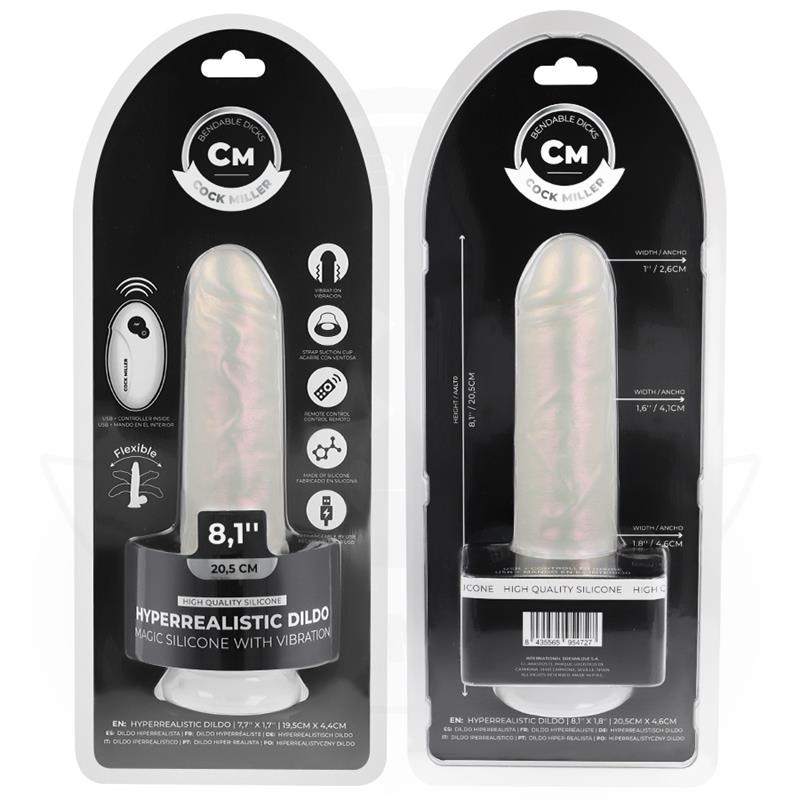 Cock Miller Dildo With Suction Cup, Lights And Vibration — White · Silicone