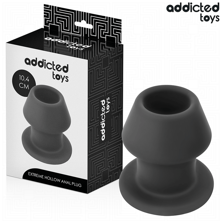 Addicted Toys Extreme Hollow Anal Plug Silicone Size L 10.4 — Black · Silicone