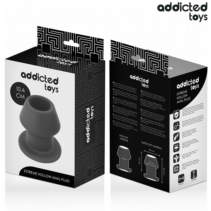 Addicted Toys Extreme Hollow Anal Plug Silicone Size L 10.4 — Black · Silicone