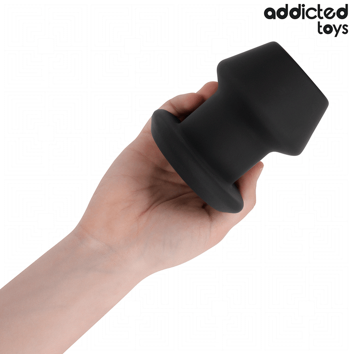 Addicted Toys Extreme Hollow Anal Plug Silicone Size L 10.4 — Black · Silicone