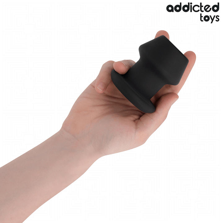 Addicted Toys Extreme Hollow Anal Plug Silicone Size S 7.5 — Black · Silicone