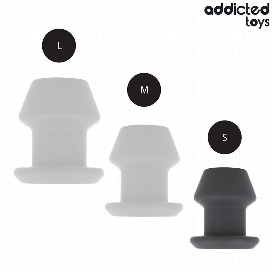 Addicted Toys Extreme Hollow Anal Plug Silicone Size S 7.5 — Black · Silicone