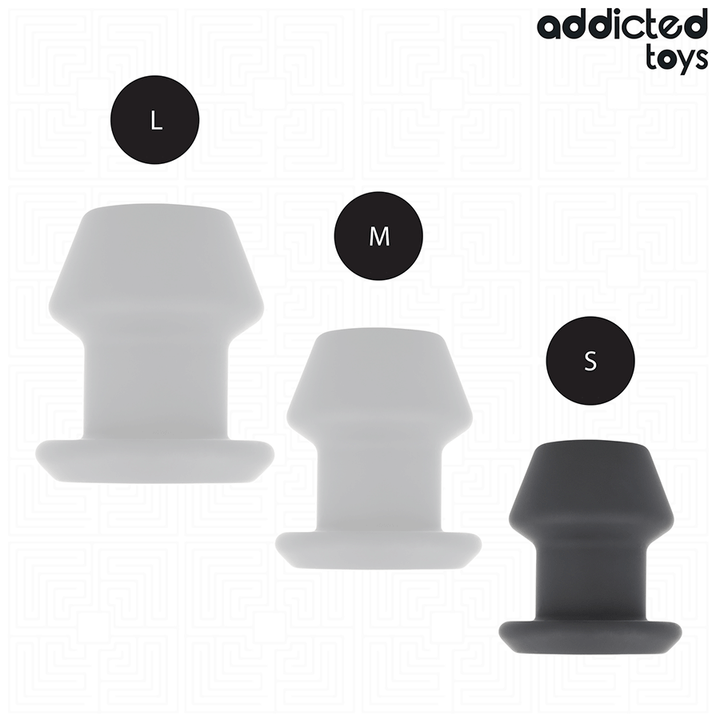 Addicted Toys Extreme Hollow Anal Plug Silicone Size S 7.5 — Black · Silicone