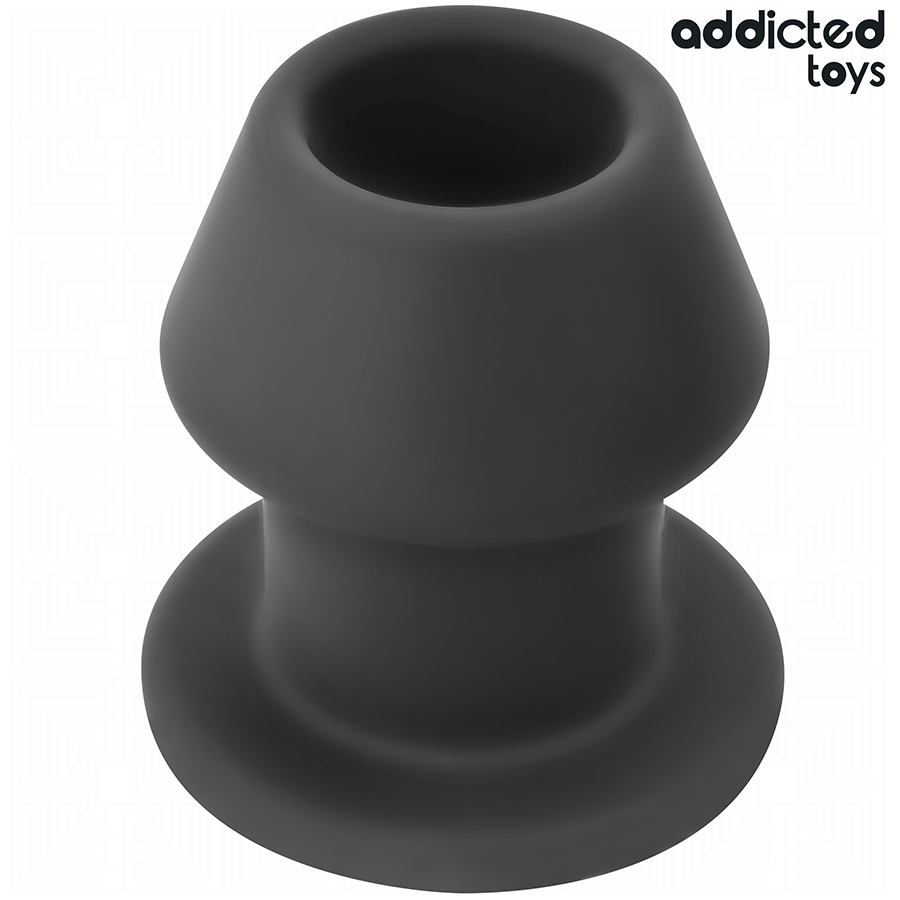 Addicted Toys Extreme Hollow Anal Plug Silicone Size S 7.5 — Black · Silicone