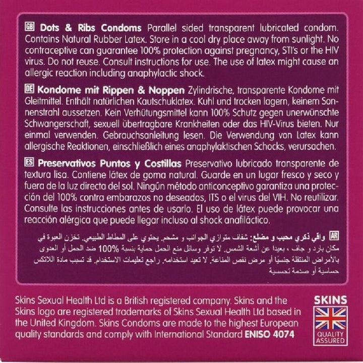 SKINS - DOTS &amp; RIBS PREMIUM CONDOMS PACK 4
