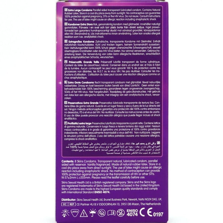 SKINS - EXTRA LARGE PREMIUM CONDOMS PACK 8