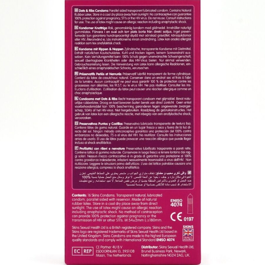 Skins - Dots &amp; Ribs Premium Condoms Pack 16