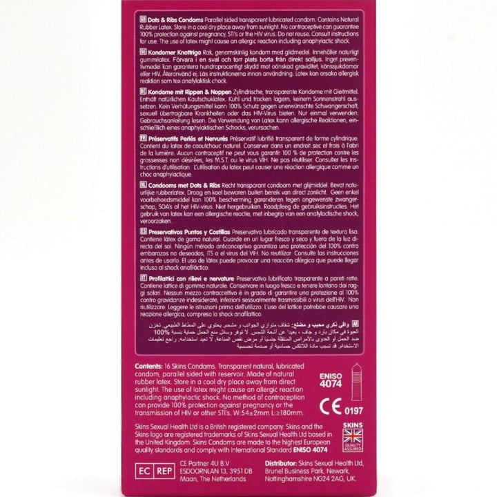Skins - Dots &amp; Ribs Premium Condoms Pack 16
