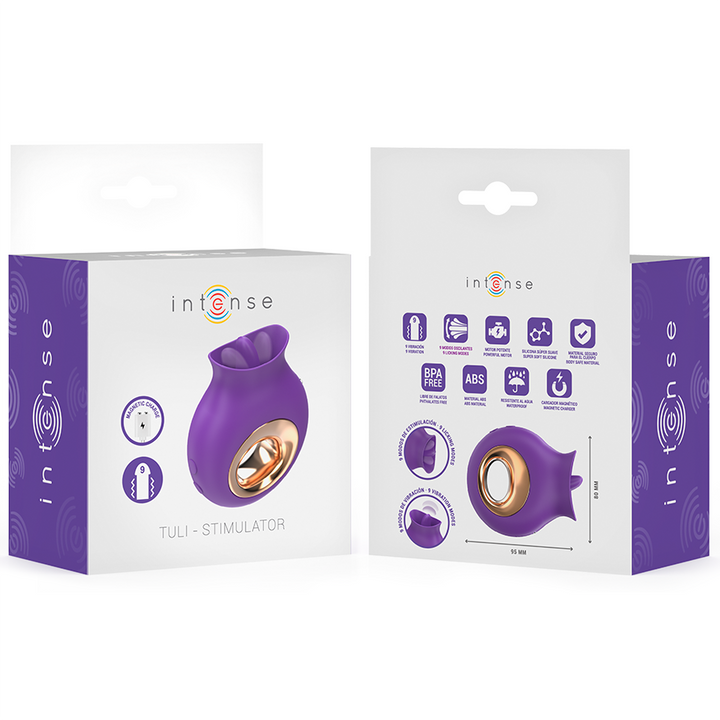 INTENSE - TULI CLITORIS STIMULATOR 9 VIBRATIONS &amp; 9 OSCILLATIONS PURPLE