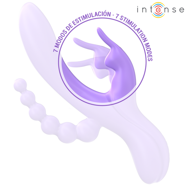 INTENSE - MIKO TRIPLE VIBRATOR RABBIT &amp; STIMULATOR &amp; ANAL 7 VIBRATIONS PURPLE