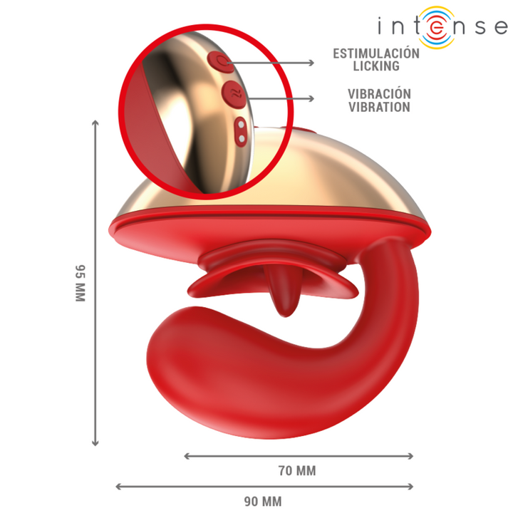 INTENSE - MARIAH VIBRATOR &amp; STIMULATOR IN U SHAPE 10 VIBRATIONS RED