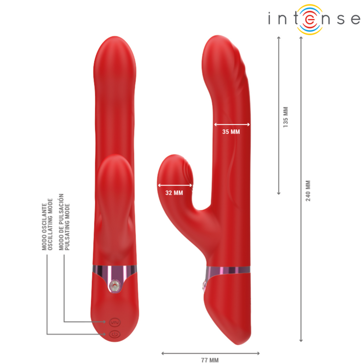 INTENSE - LELE MULTIFUNCTION VIBRATOR ROTATING &amp; OSCILLATION &amp; STIMULATION RED