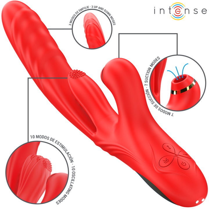 INTENSE - KAROL MULTIFUNCTION VIBRATOR THRUST &amp; STIMULATION &amp; STIMULATING WAVES RED