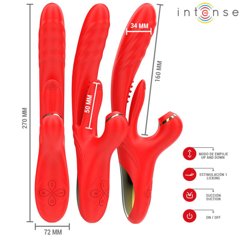 INTENSE - KAROL MULTIFUNCTION VIBRATOR THRUST &amp; STIMULATION &amp; STIMULATING WAVES RED