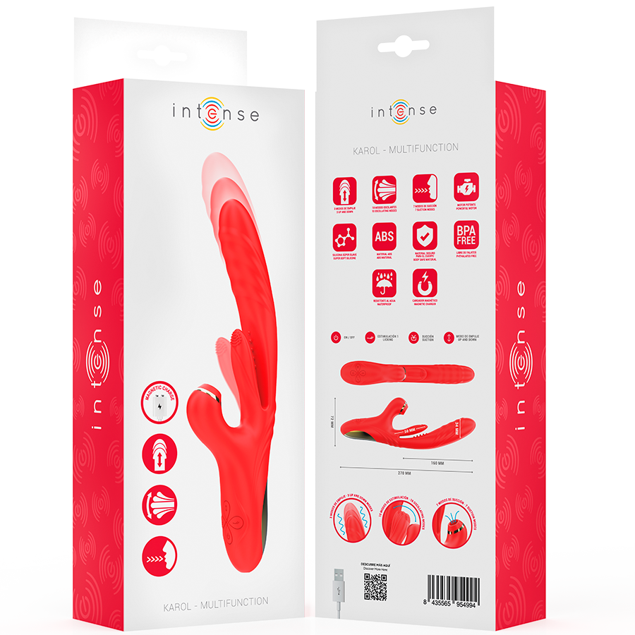 INTENSE - KAROL MULTIFUNCTION VIBRATOR THRUST &amp; STIMULATION &amp; STIMULATING WAVES RED