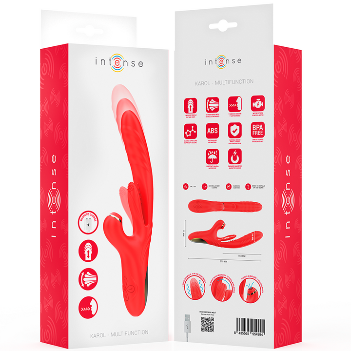 INTENSE - KAROL MULTIFUNCTION VIBRATOR THRUST &amp; STIMULATION &amp; STIMULATING WAVES RED