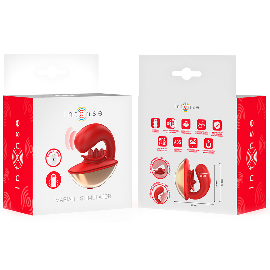 INTENSE - MARIAH VIBRATOR &amp; STIMULATOR IN U SHAPE 10 VIBRATIONS RED