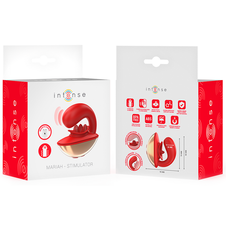 INTENSE - MARIAH VIBRATOR &amp; STIMULATOR IN U SHAPE 10 VIBRATIONS RED