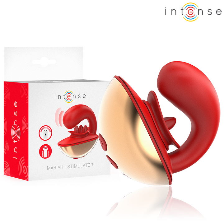 INTENSE - MARIAH VIBRATOR &amp; STIMULATOR IN U SHAPE 10 VIBRATIONS RED