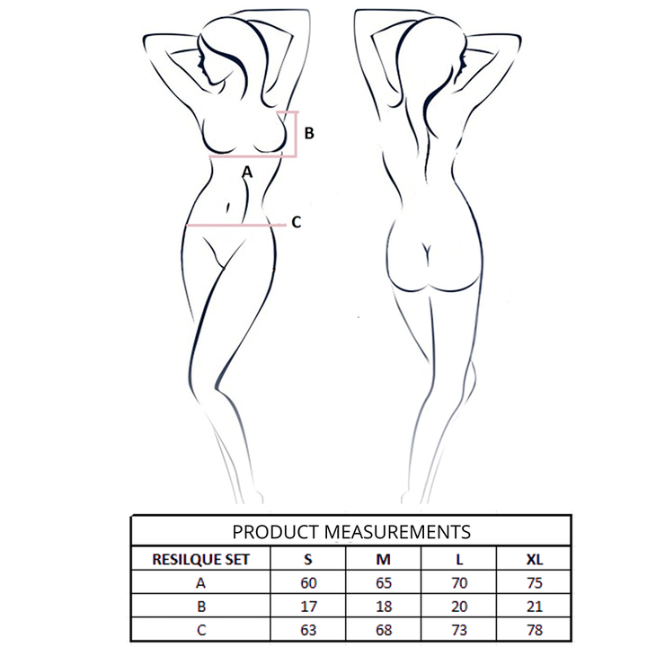 PASSION - RESILQUE BRA + THONG SET BLACK L/XL