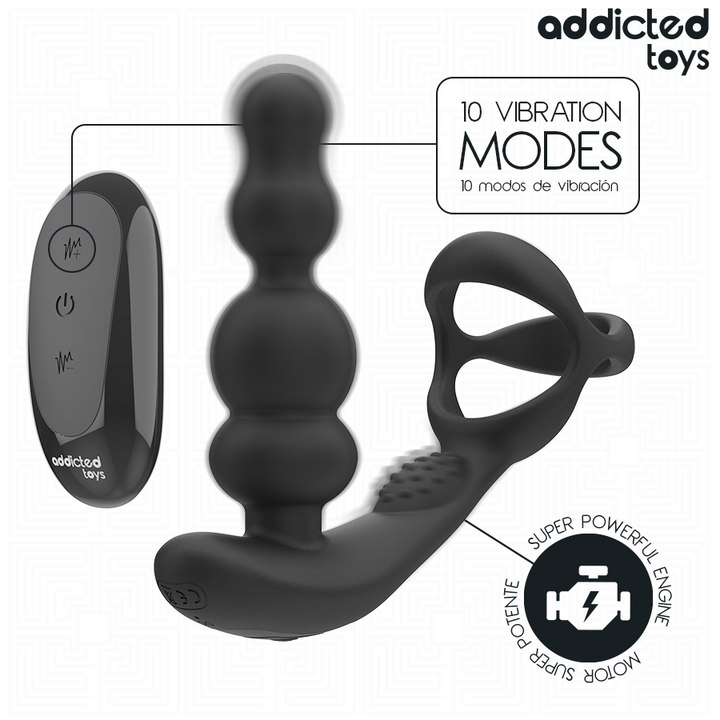 Addicted Toys Rotating Prostate Massager Remote Control — Black · Silicone