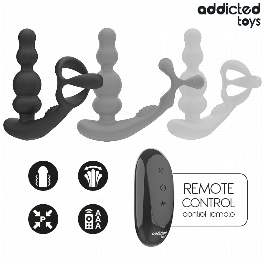 Addicted Toys Rotating Prostate Massager Remote Control — Black · Silicone