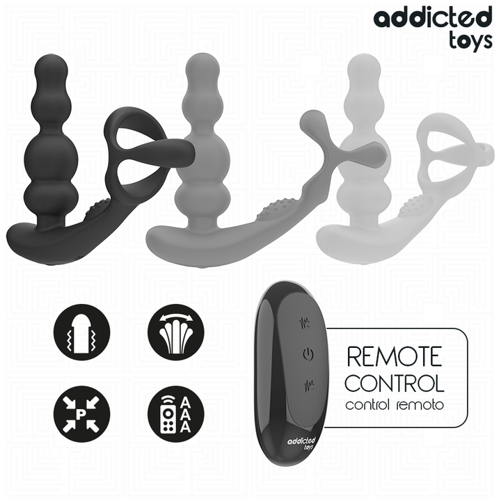 Addicted Toys Rotating Prostate Massager Remote Control — Black · Silicone