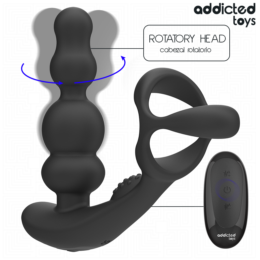 Addicted Toys Rotating Prostate Massager Remote Control — Black · Silicone