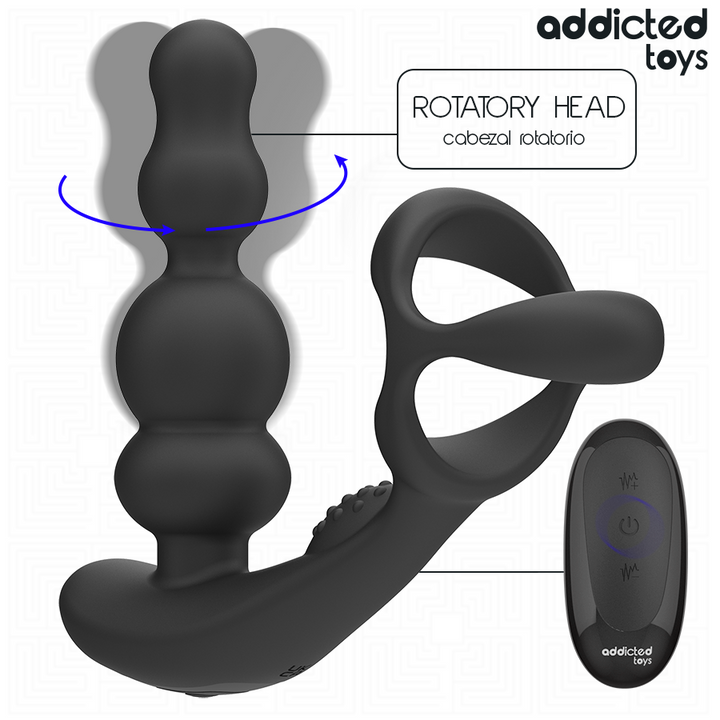 Addicted Toys Rotating Prostate Massager Remote Control — Black · Silicone
