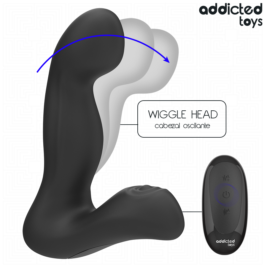 Addicted Toys Oscillating Prostate Massager With Pulsation — Black · Silicone