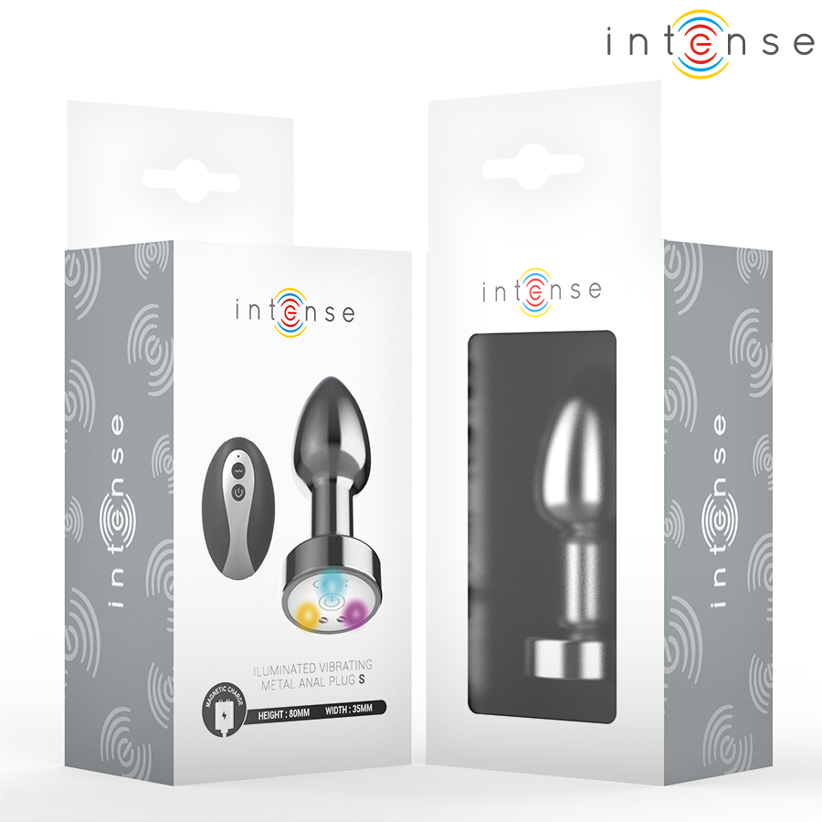 Intense Vibrating Metal Anal Plug With Led Lights — Black Metal, Size S
