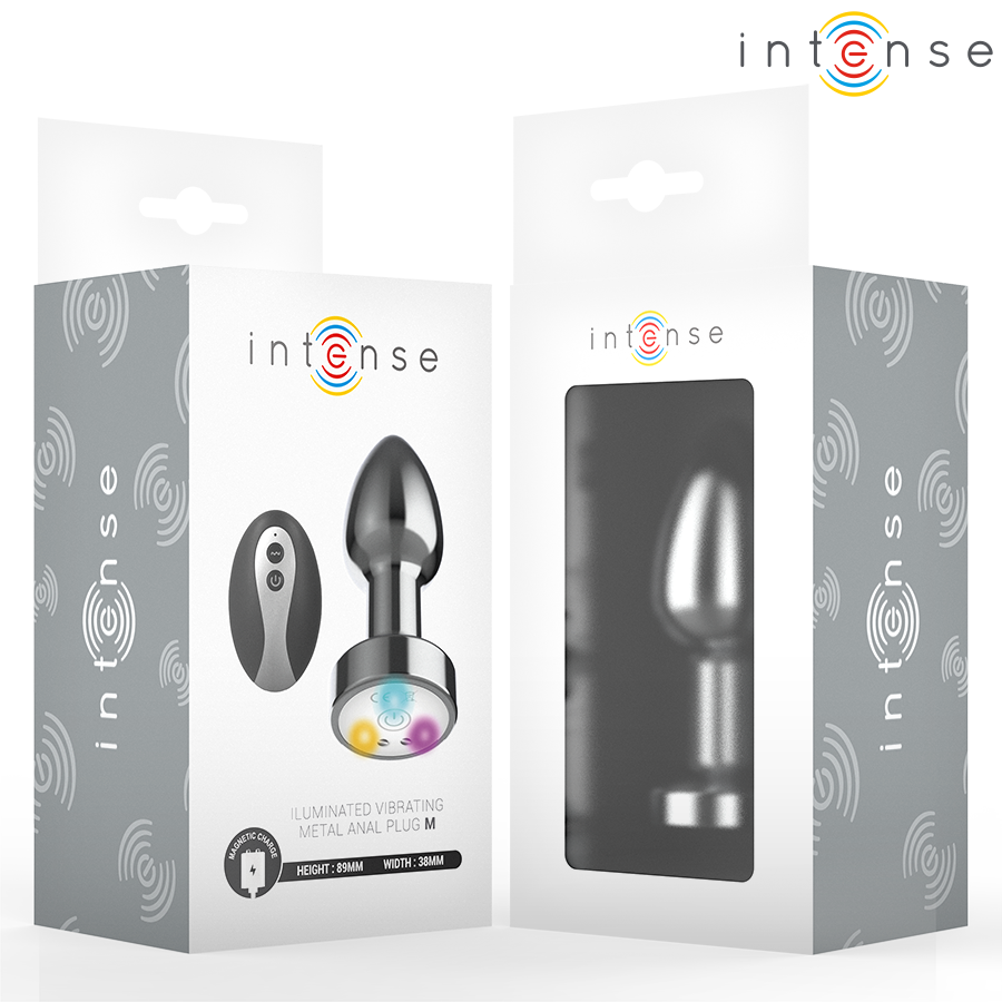 Intense Vibrating Metal Anal Plug With Led Lights — Black Metal, Size M