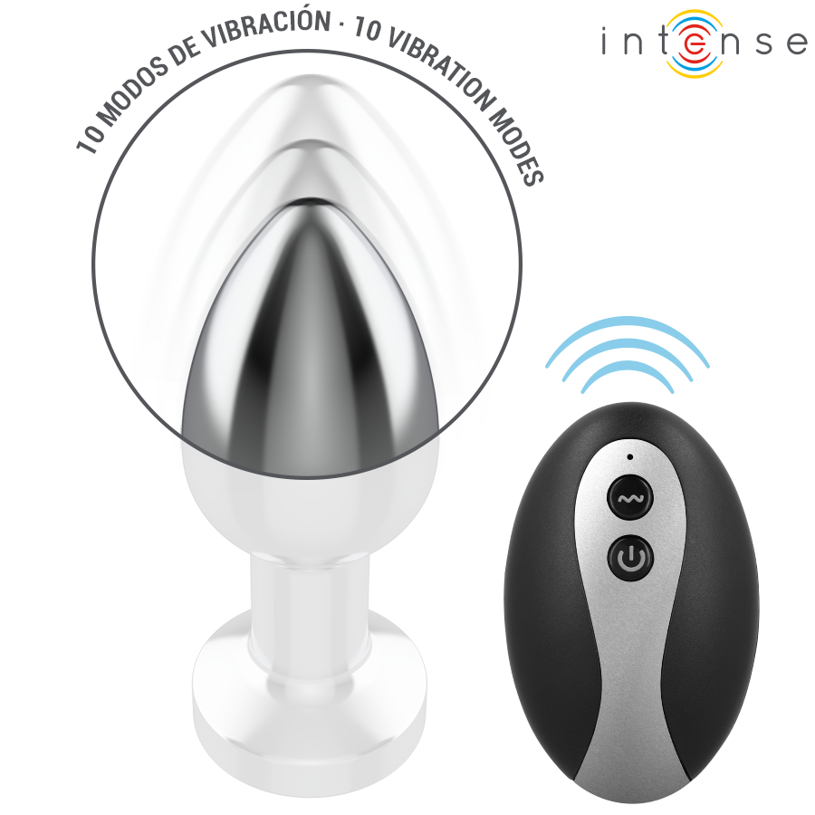 Intense Vibrating Metal Anal Plug With Led Lights — Black Metal, Size M
