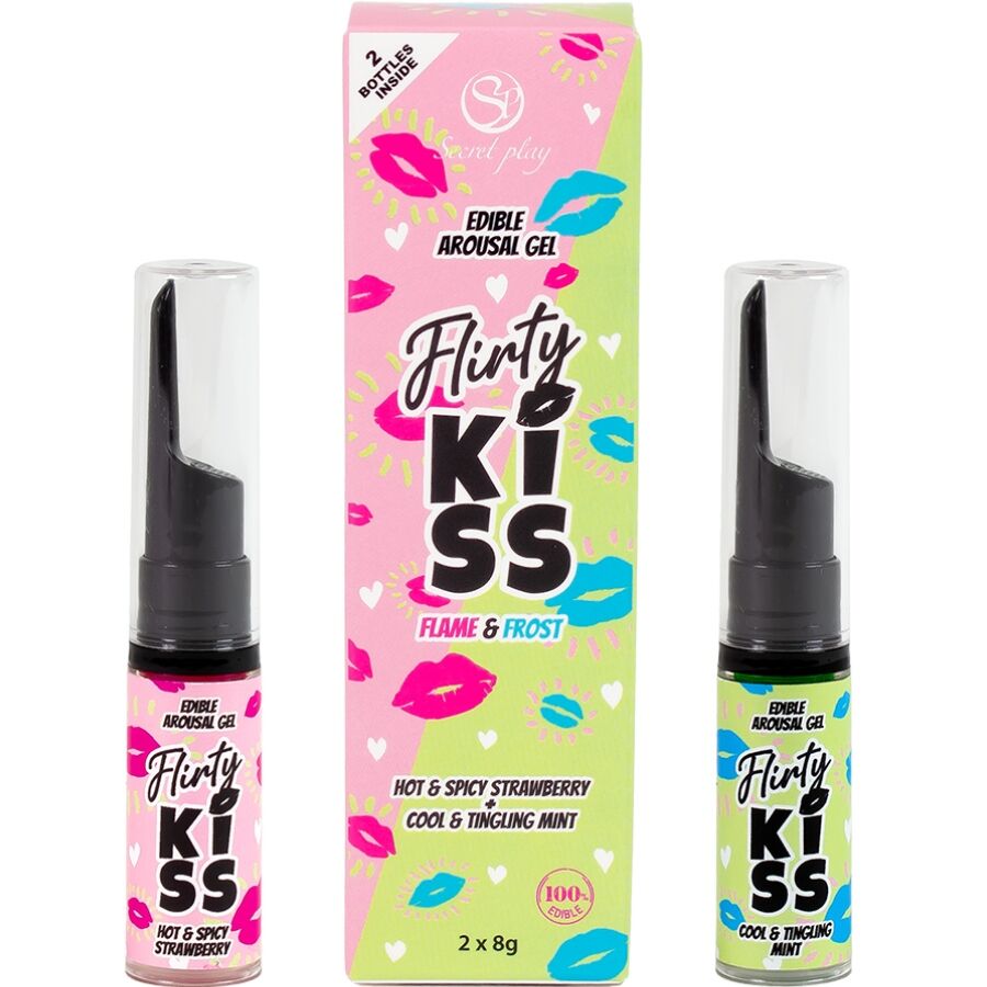SECRETPLAY - FLIRTY KISS GELS WITH ORAL SEX EFFECTS STRAWBERRY &amp; MINT 2 x 8 GR