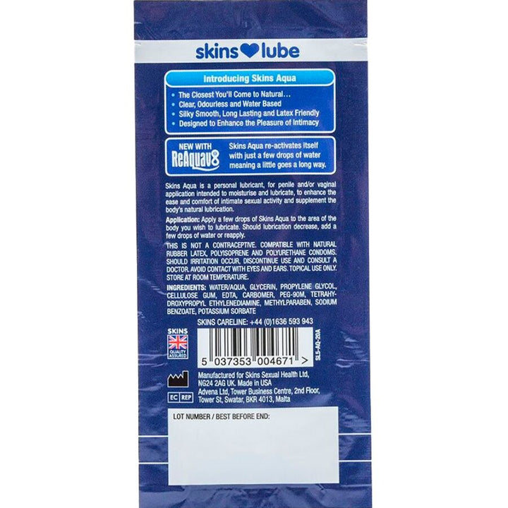 SKINS - AQUA WATER-BASED LUBRICANT SINGLE-DOSE 5 ML
