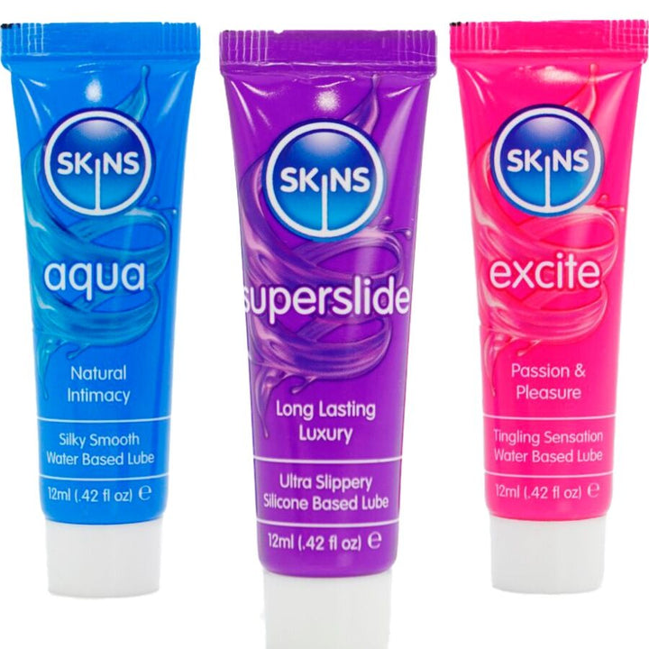 SKINS - VITAL LUBES KIT AQUA, SUPERSLIDE &amp; EXCITE LUBRICANTS 3 x 12 ML