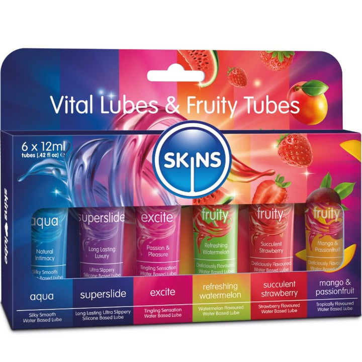 Skins - Vital &amp; Fruity Lubes Kit Lubricants 6 X 12 ML